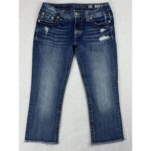Miss Me Jeans Womens Cuffed Capri Raw Hem Distressed Jeans‎ Size 29